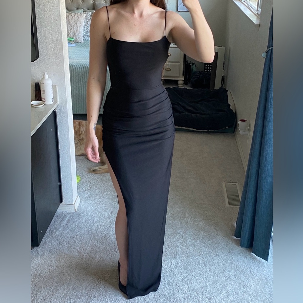Windsor Black Maxi Dress with Side Slit